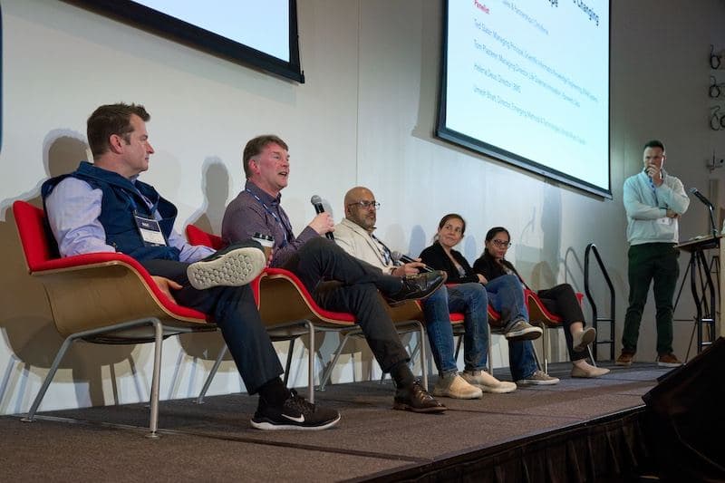 A healthcare and life sciences panel on stage at KGC 2025